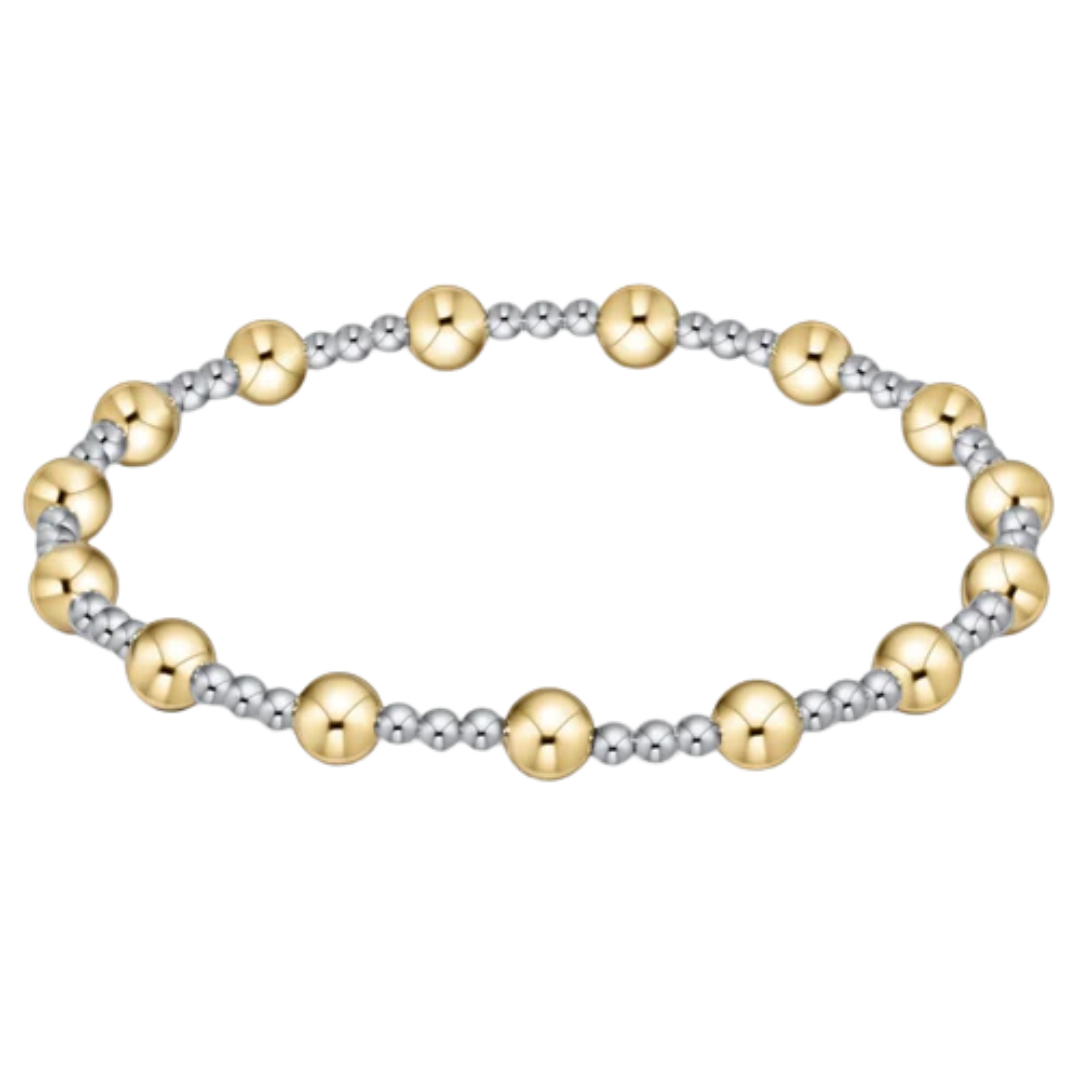 Classic Sincerity Pattern 5mm Bead Bracelet in Mixed Metal