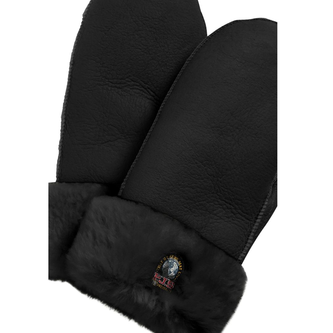 Shearling Mittens in Black