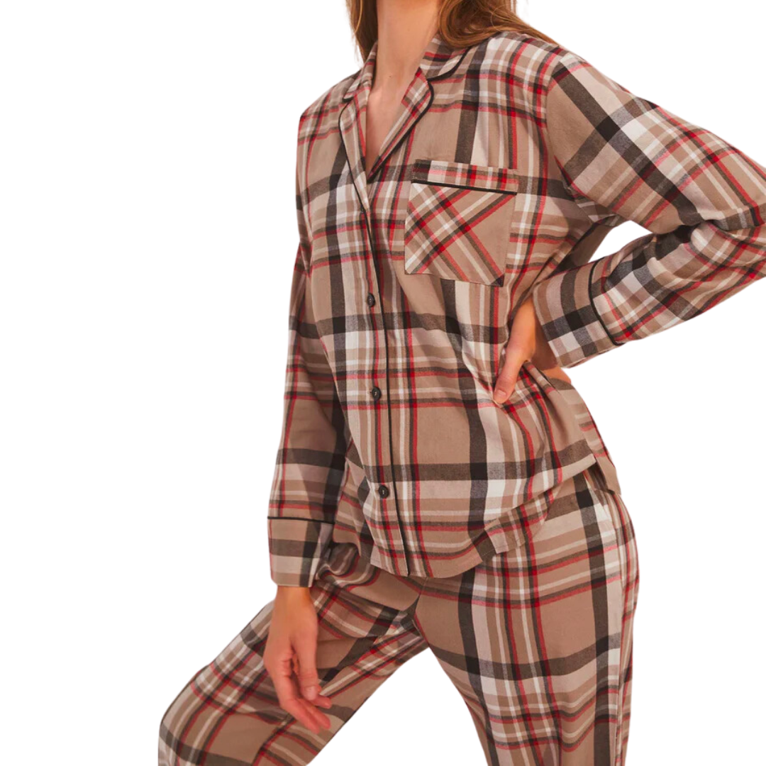 Dreamer Plaid PJ Set in Burlap