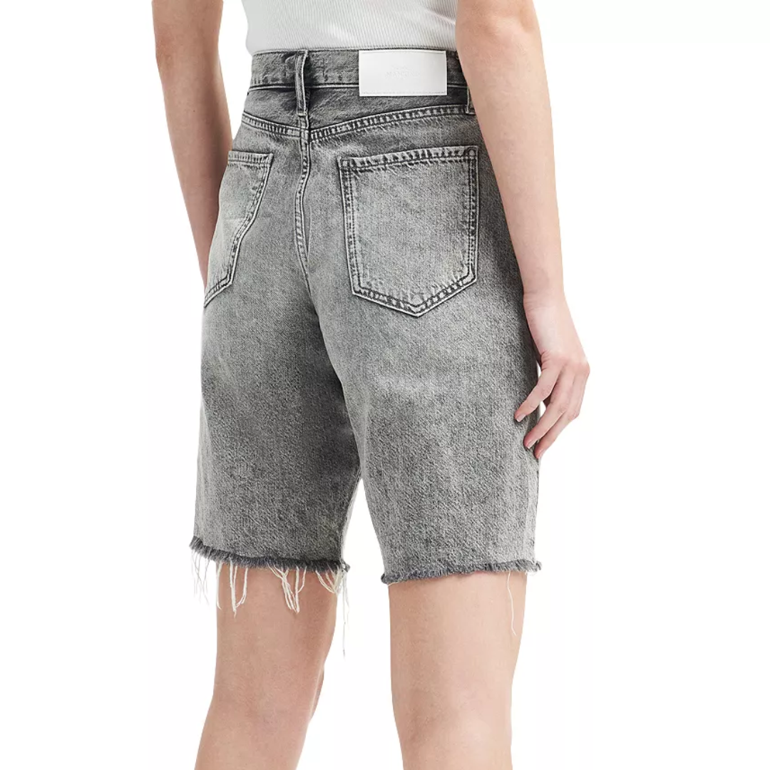 Easy James High Rise Cotton Shorts in Fern Gray