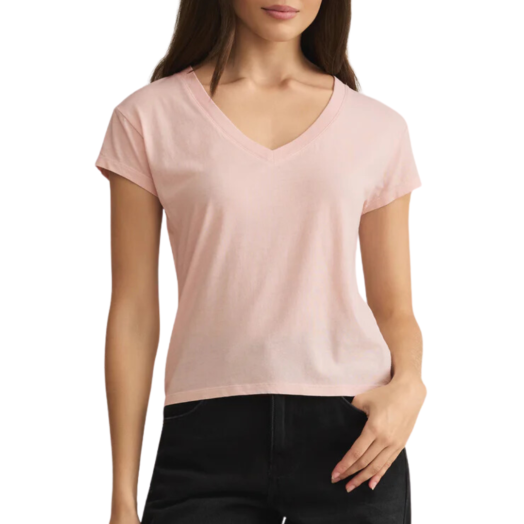 Modern V-Neck Tee in Pink Salt