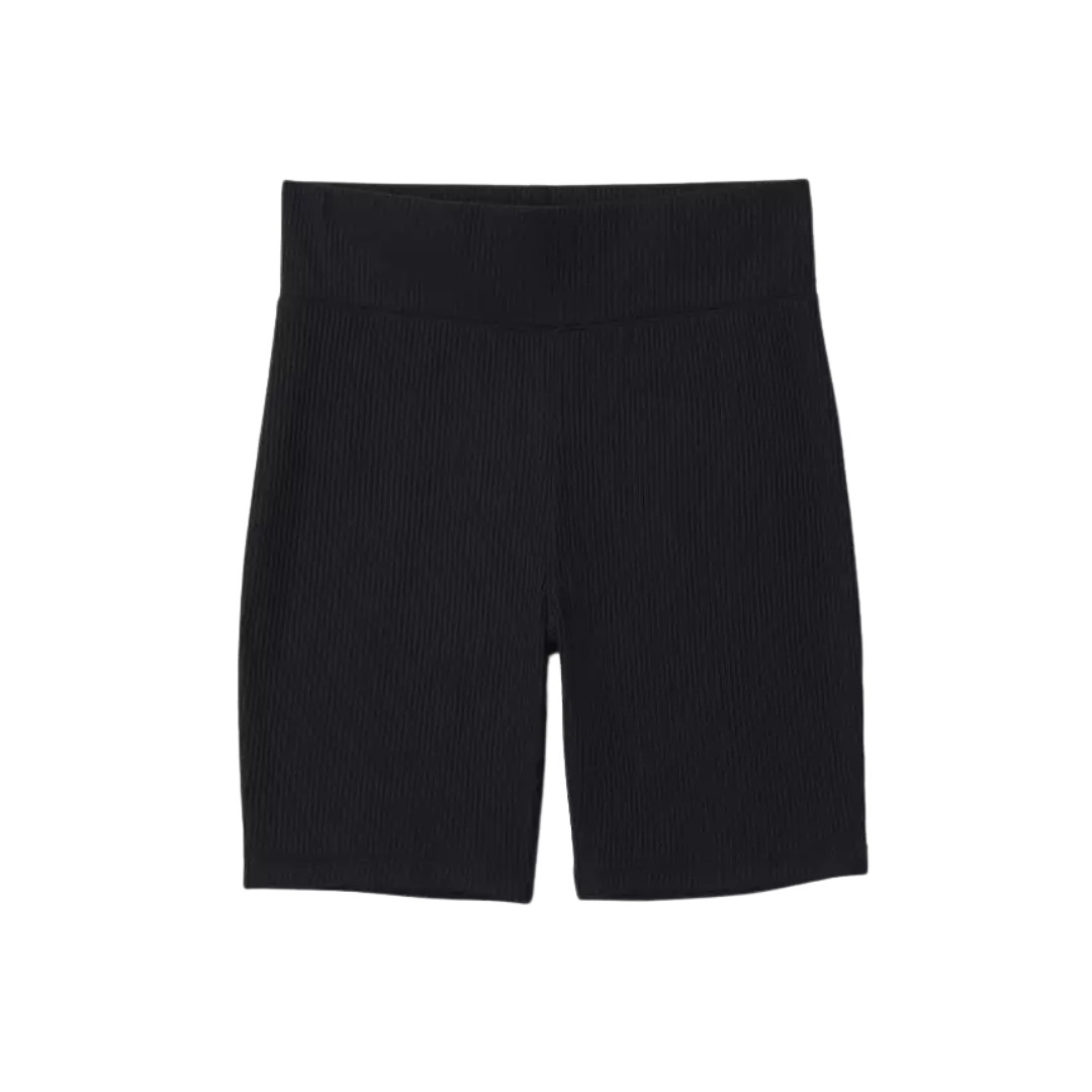 Rib Knit Bike Short in Black