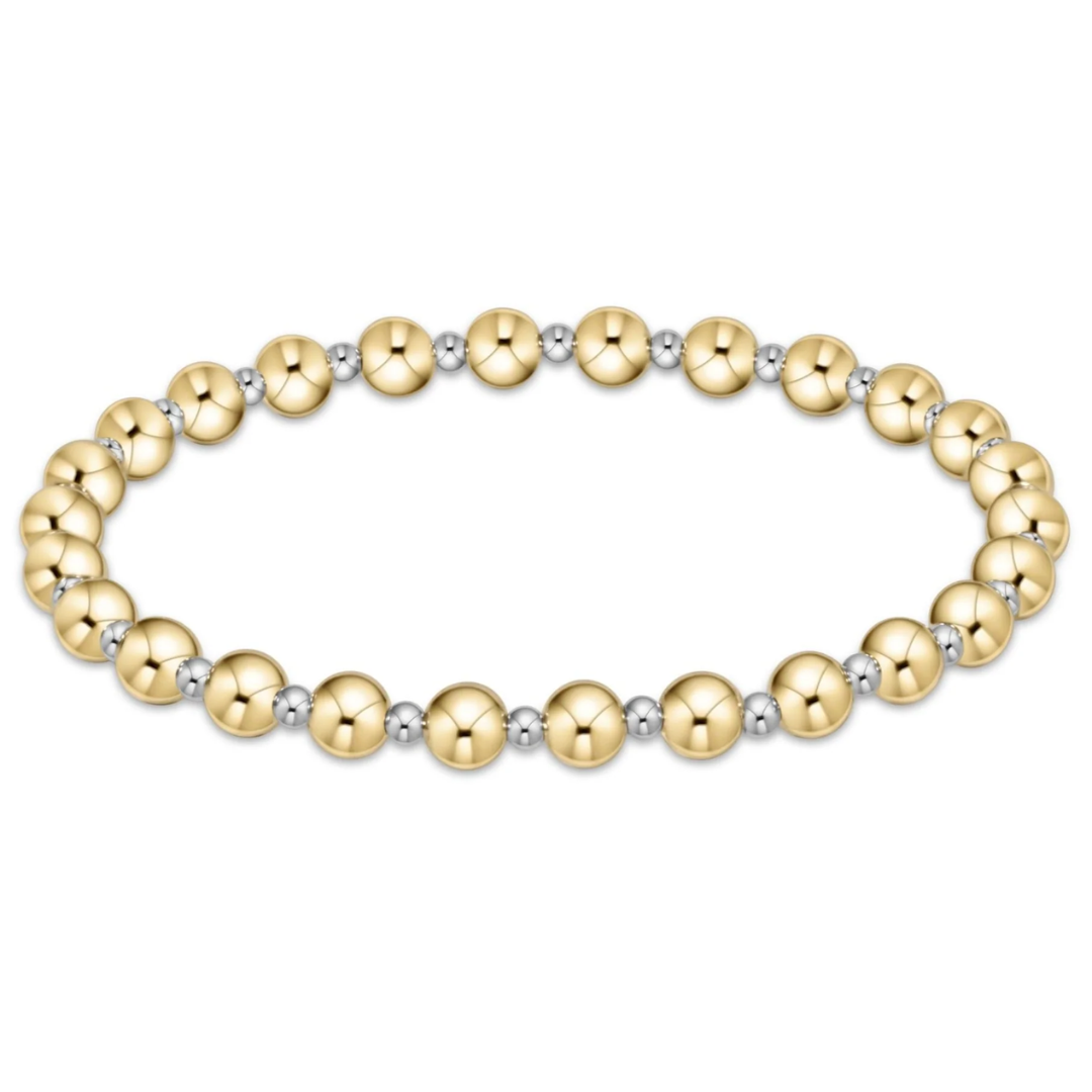 Classic Grateful Pattern 5mm Bead Bracelet in Mixed Metal