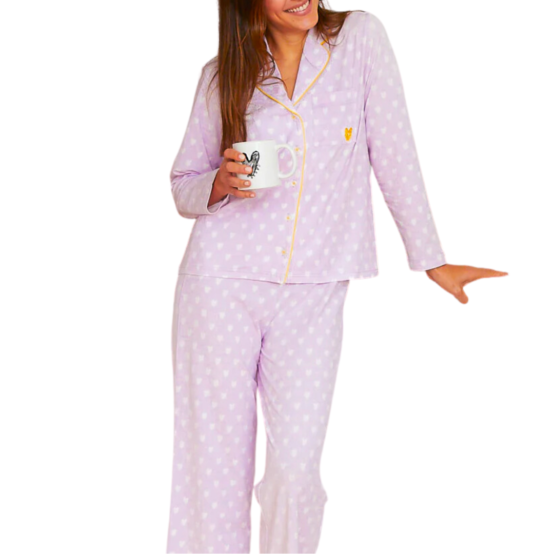 Betty Pajama Set Pop Heart Reverse in Lavender