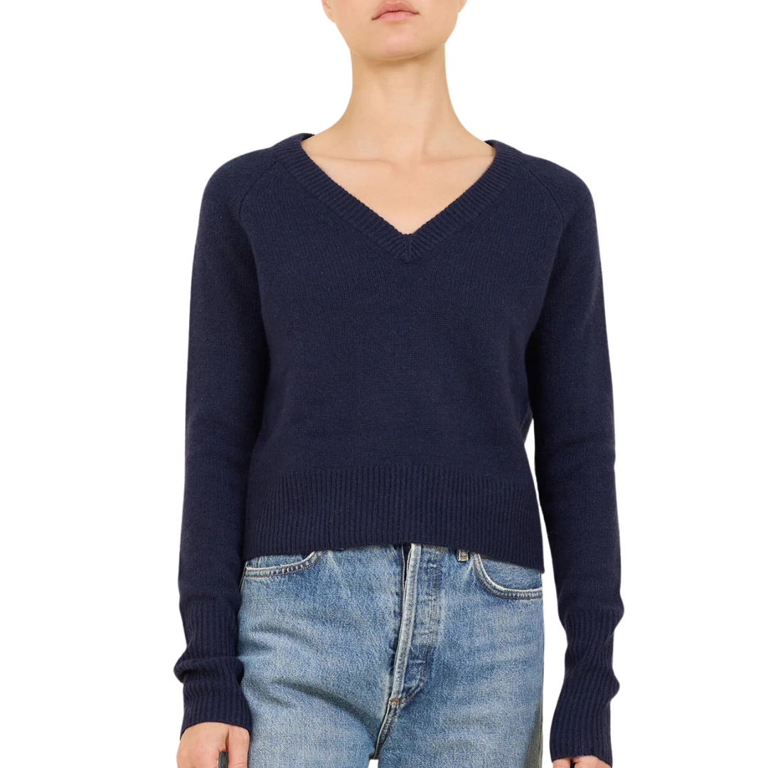 Blakely Cashmere Vneck in Navy