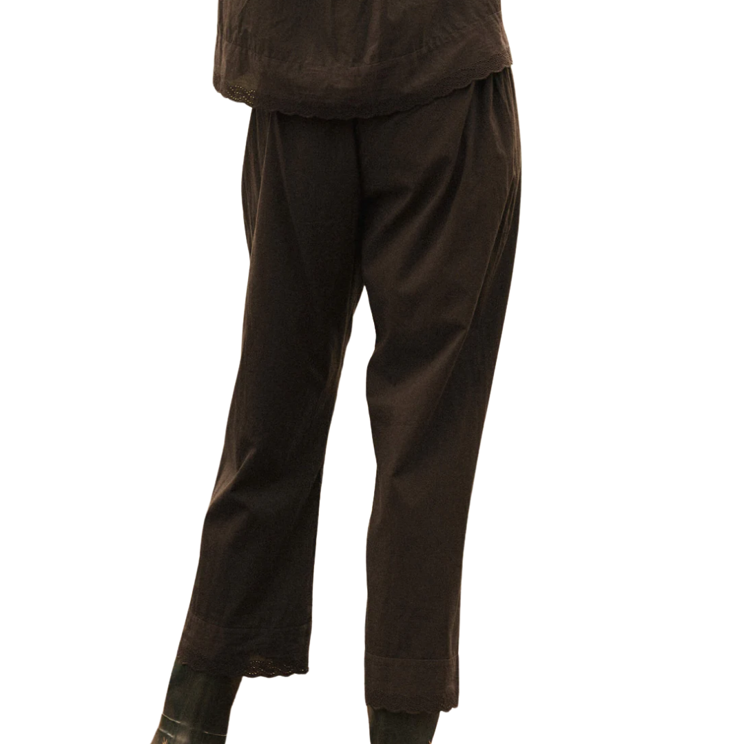 The Eyelet Easy Sleep Pant in Black