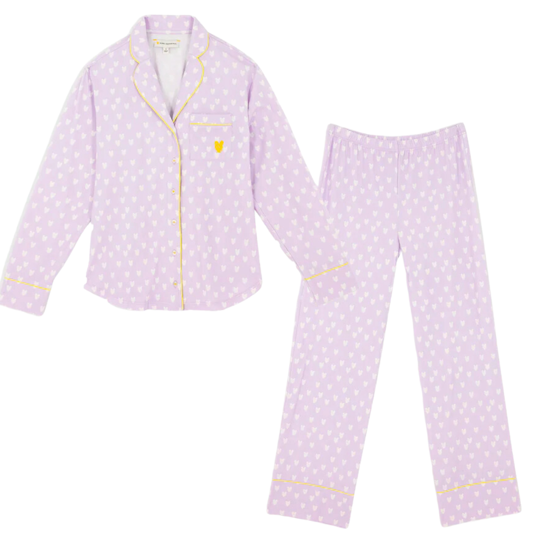 Betty Pajama Set Pop Heart Reverse in Lavender