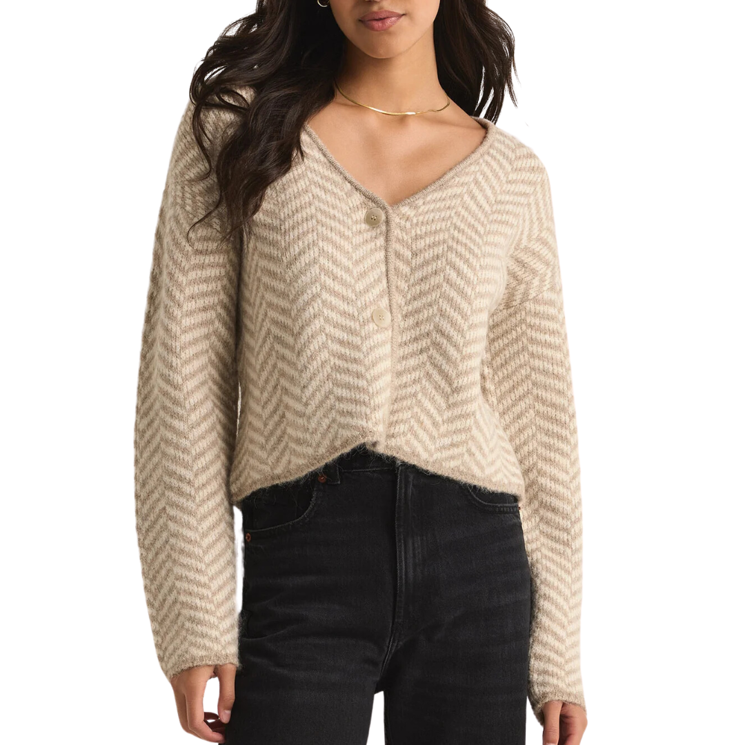 Noemi Herringbone Cardigan in Sea Salt