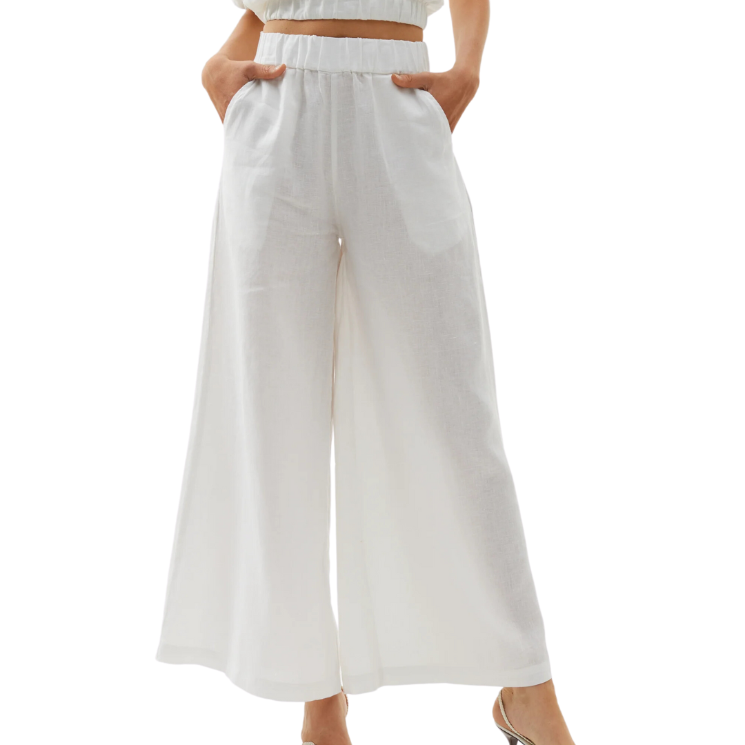 Cape Linen Pants in White