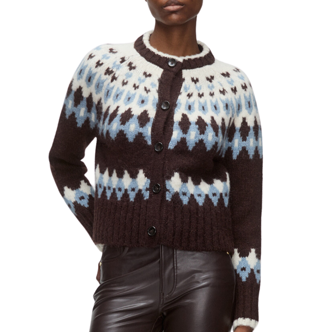 Christina Fairisle Cardigan in Chocolate Multi