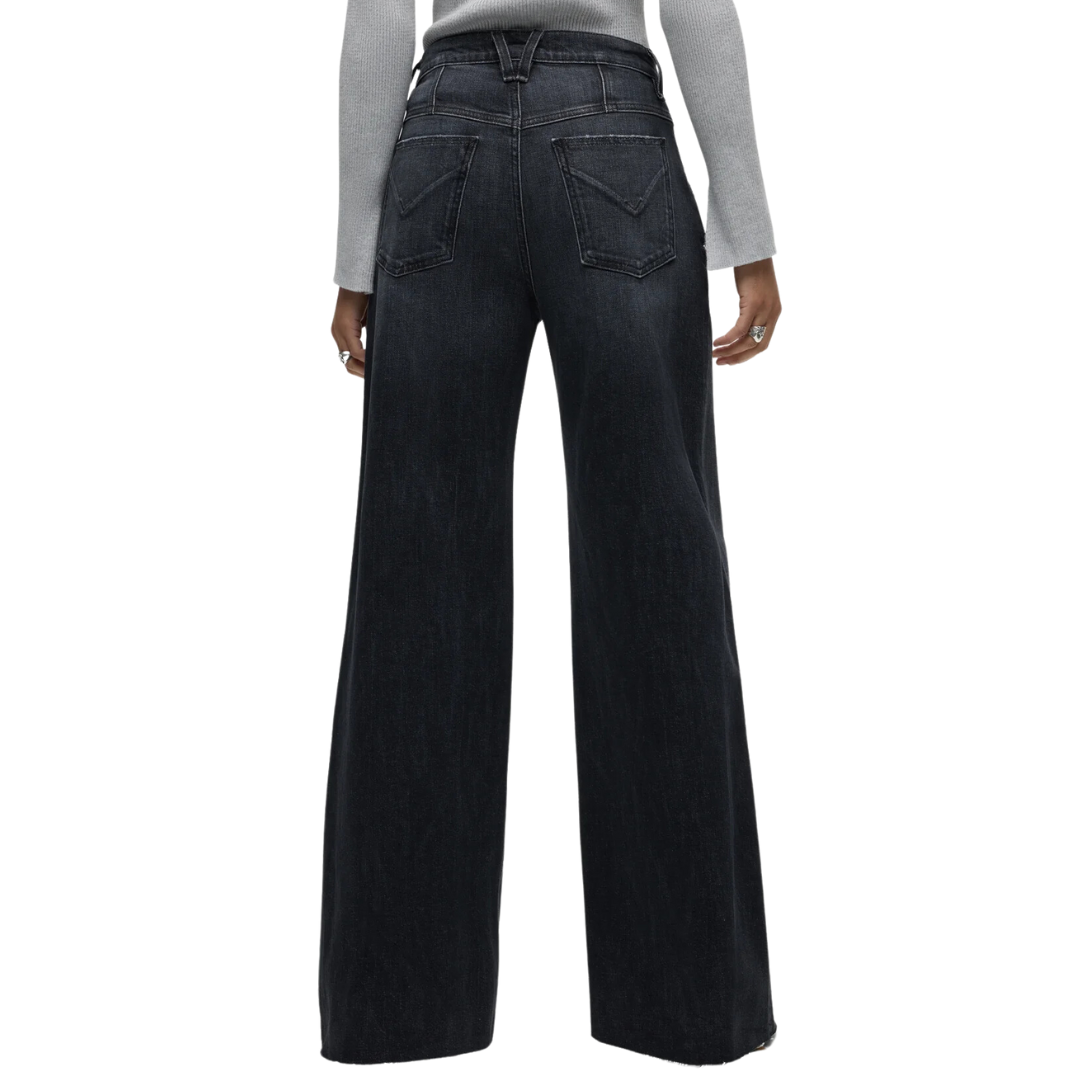 Jodie Seamed Front Yoke Wide Leg Jean in Milano Noir