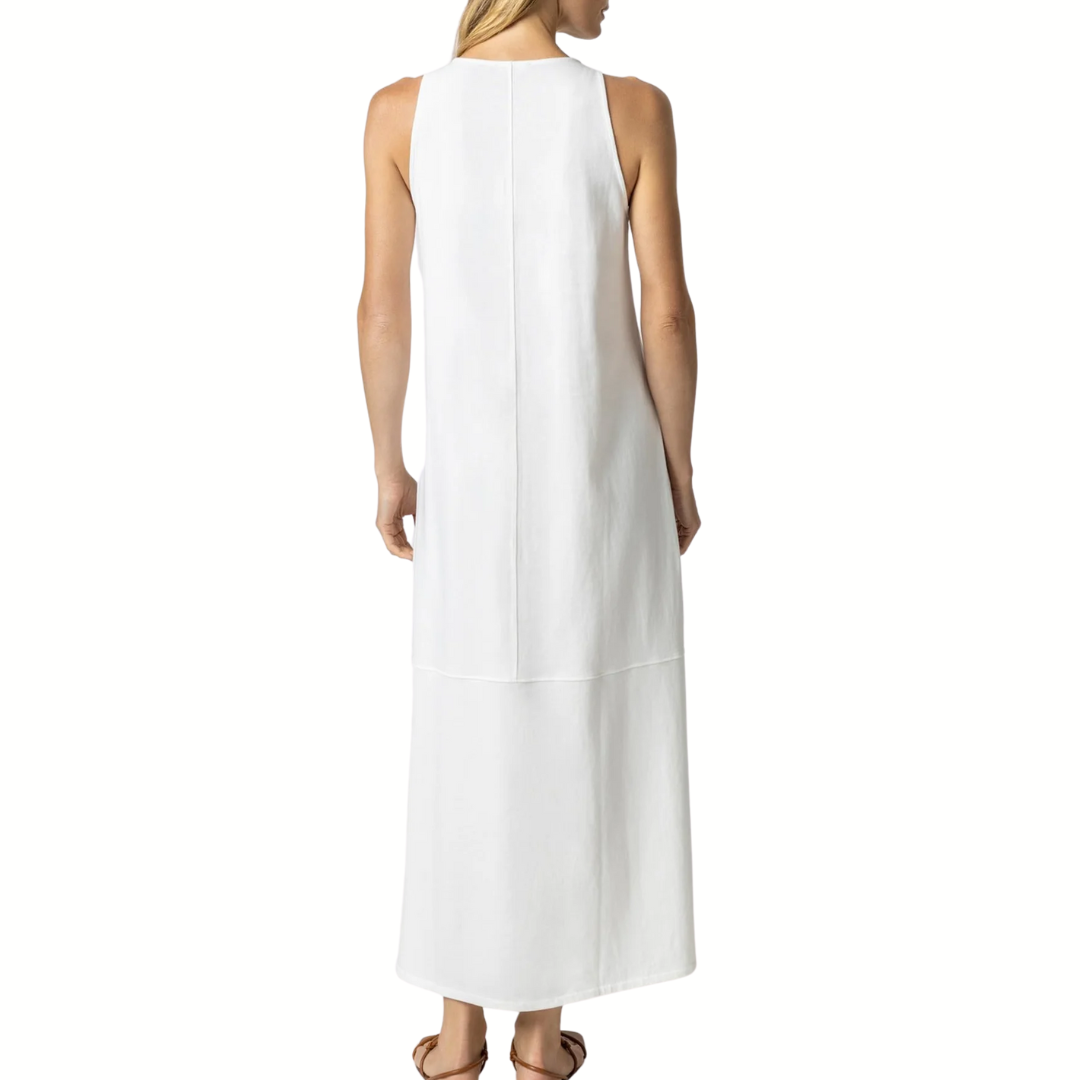 Sleeveless Keyhole Maxi Dress in White