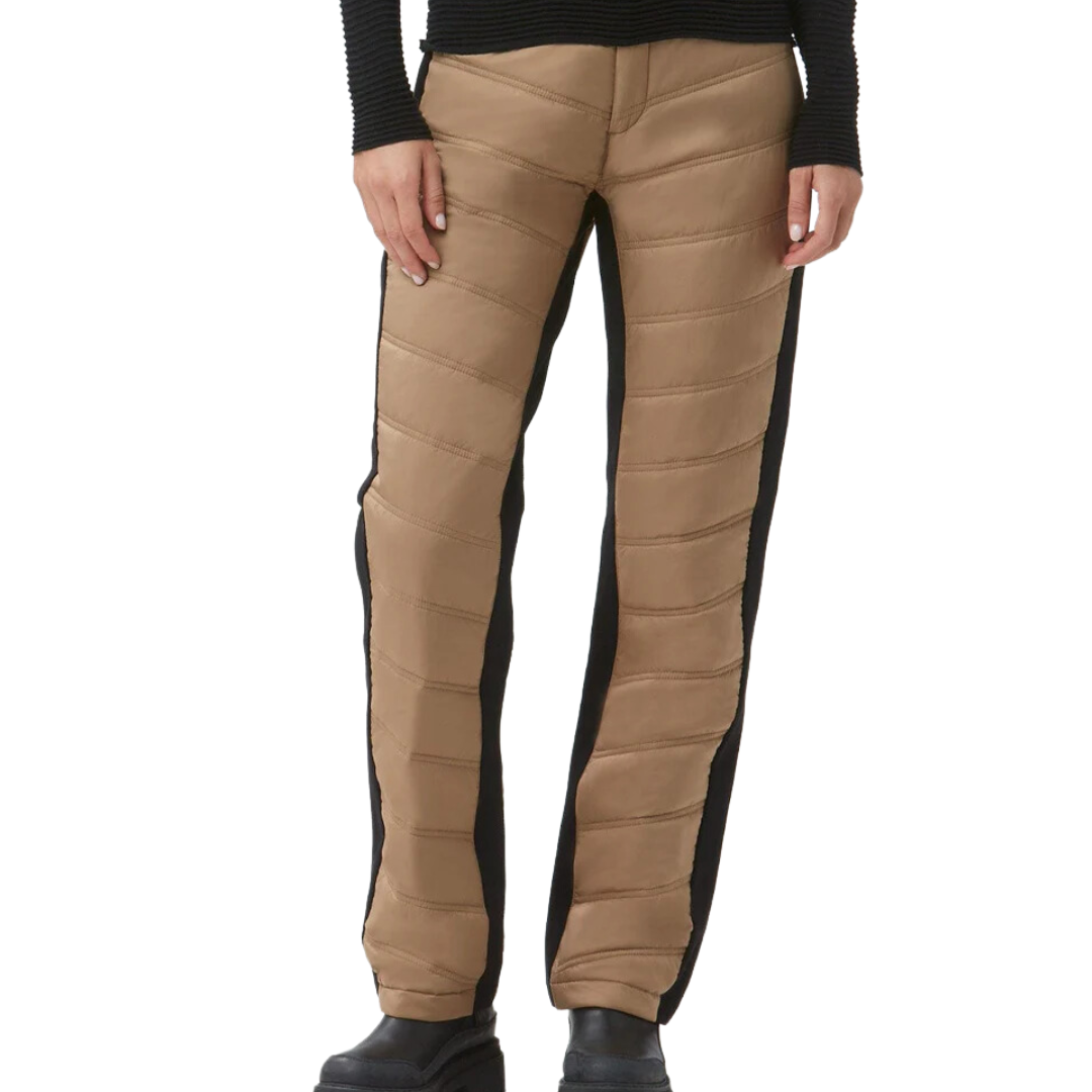 Kaja Quilted Pant in Dark Khaki