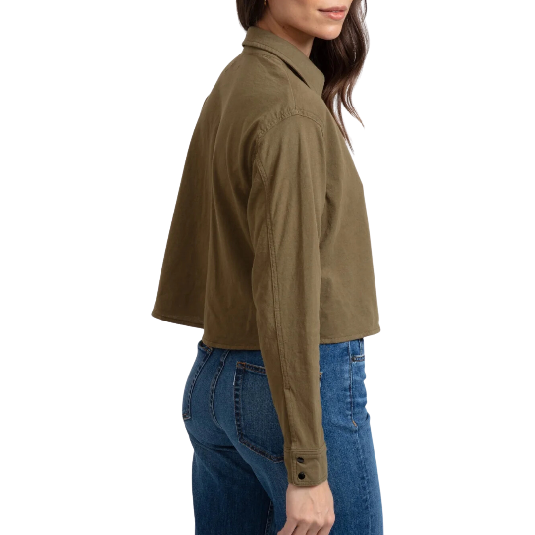 Cropped Knit Shirt in Fatigue