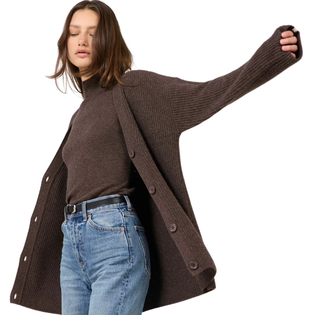 Pacific Cashmere Cardigan in Coffee