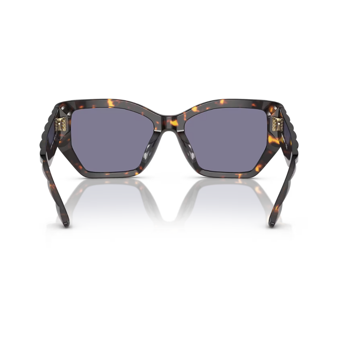 Kira Quilted Oversized Geometric Sunglasses in Dark Blue Violet Mirror