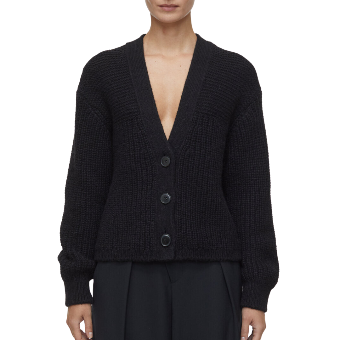 Alpaca Mix Cardigan in Black