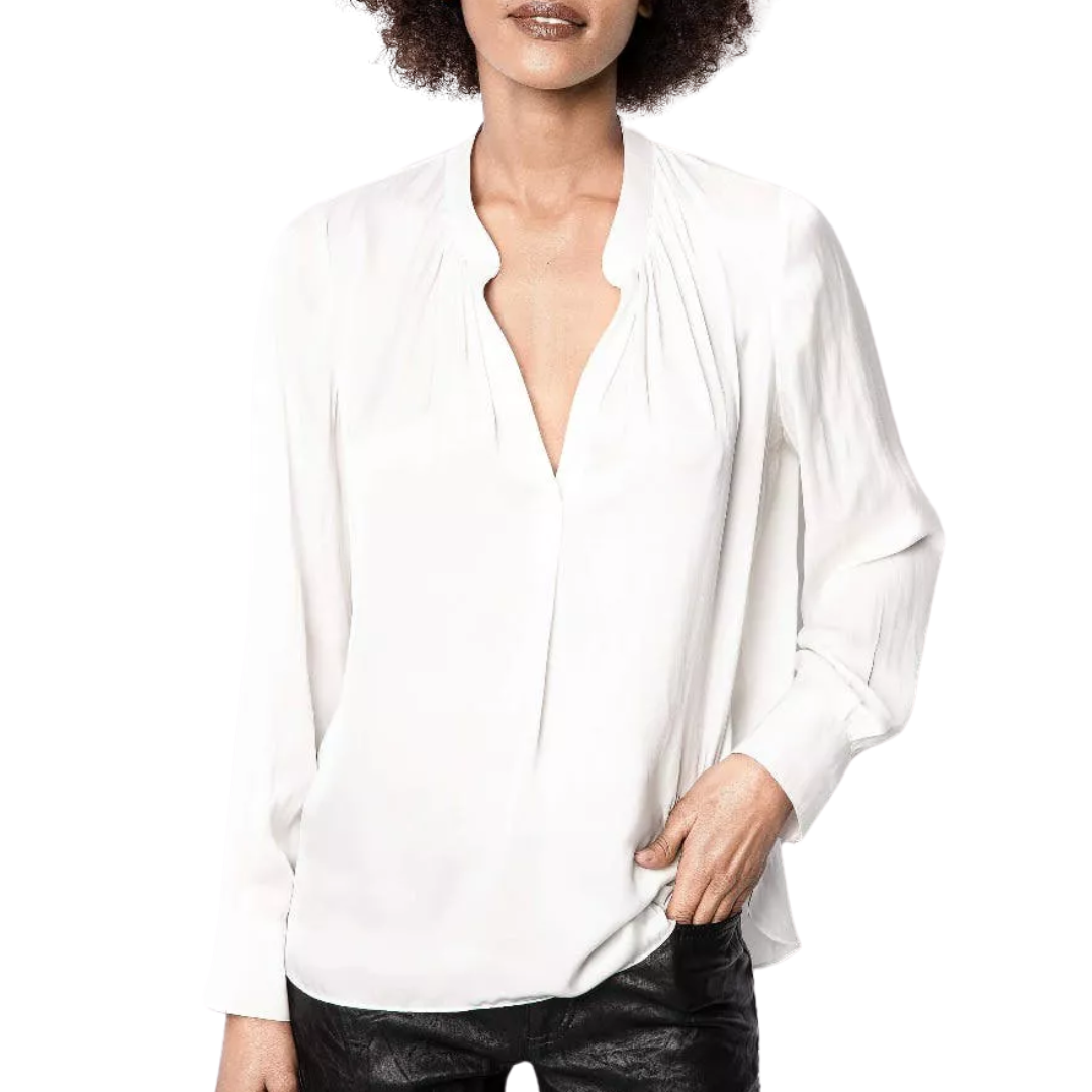 Tink Satin Blouse in Blanc