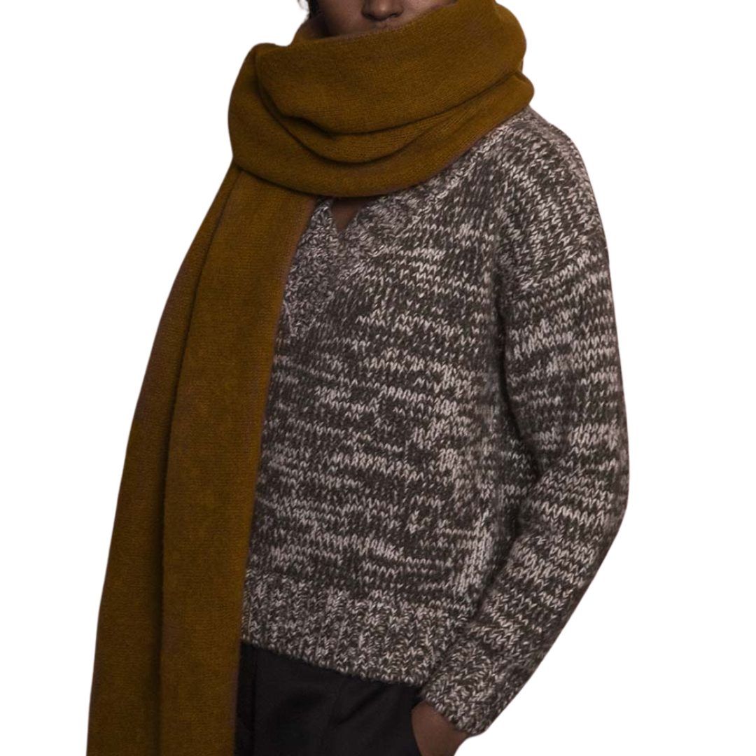 Marled Lofty Oversized V Neck in Moss Green
