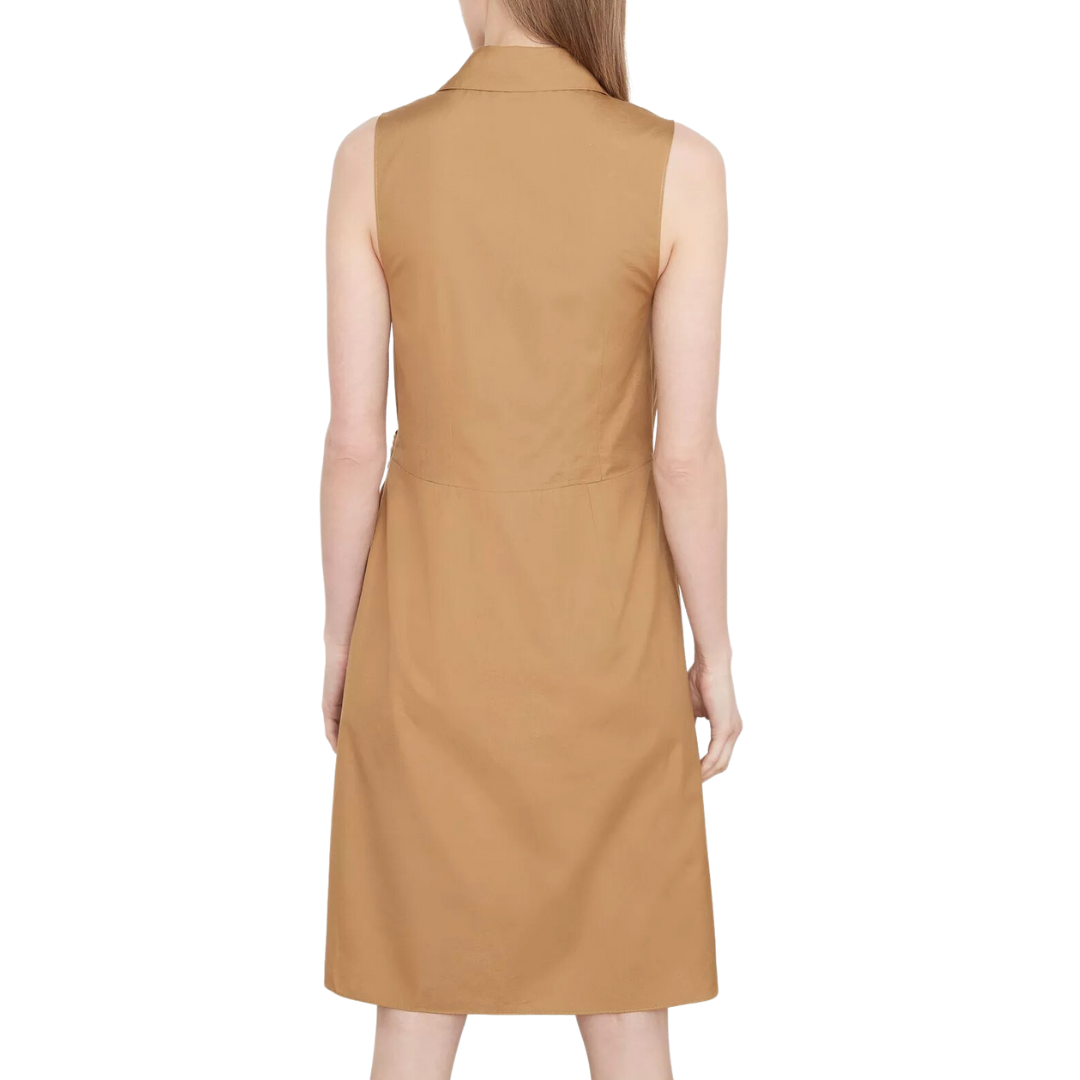 Sleeveless Wrap Shirt Dress in Tobacco
