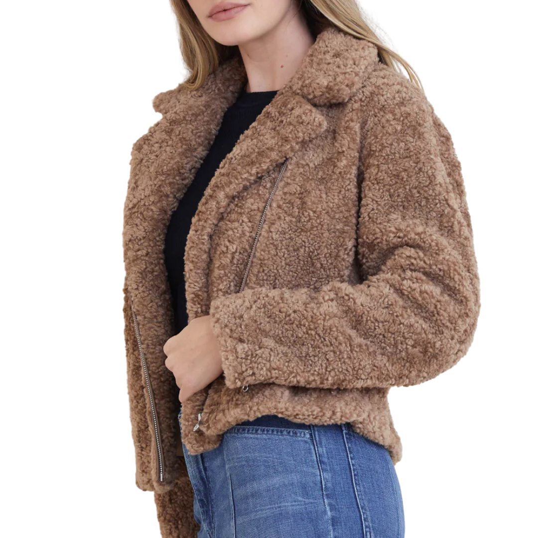 Felton Teddy Moto Jacket in Maplewood