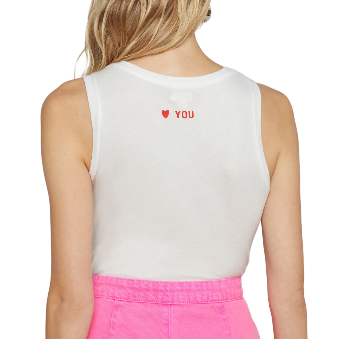 Mikaela Cotton Tank in Love You White