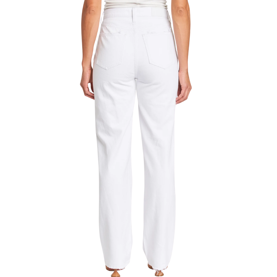 Cassie Super High Rise Straight in Snowfall Distressed