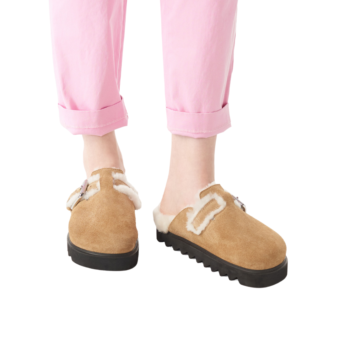 Bracci Leather Mules in Camel/Cream