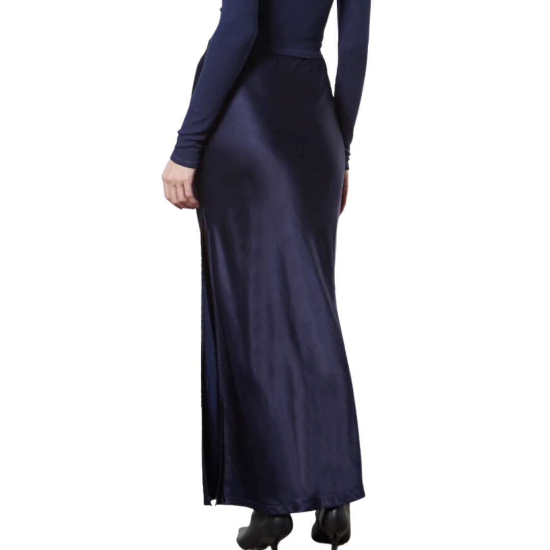 Bias Maxi Skirt in Dark Navy
