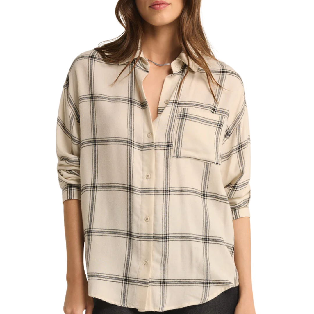 River Plaid Button Up in Sea Salt