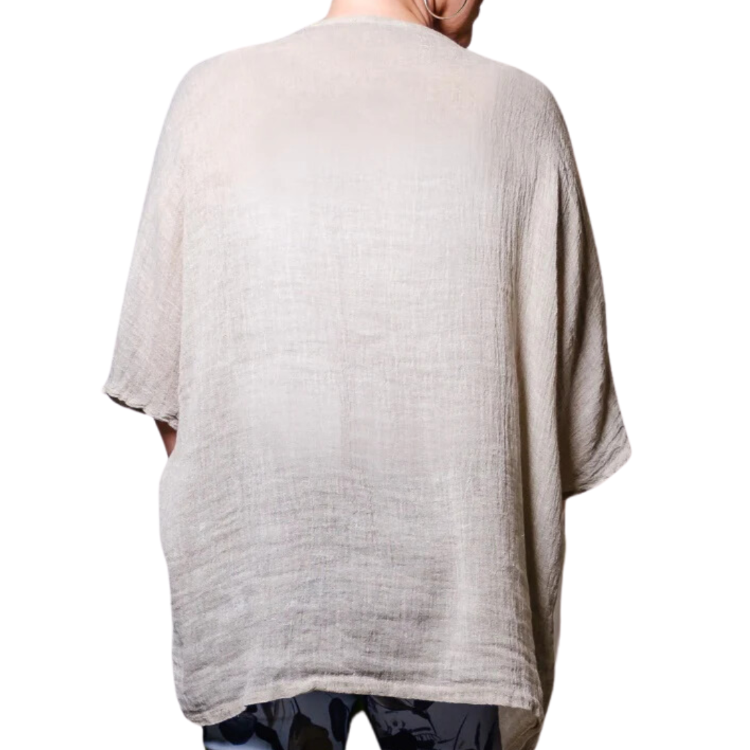 Anastasia Linen Top in Taupe Enzyme