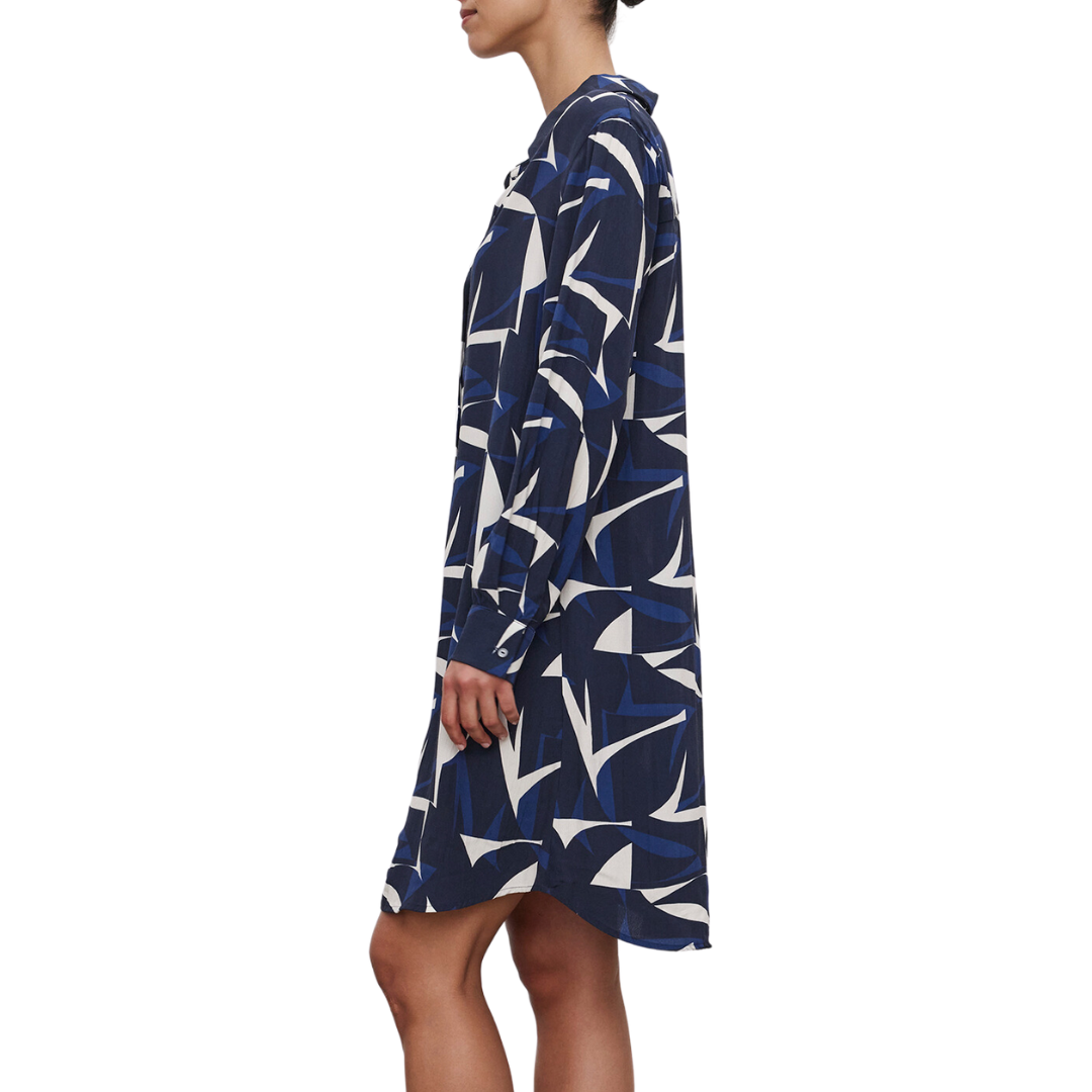 Dacey Dress in Navy/Ecru