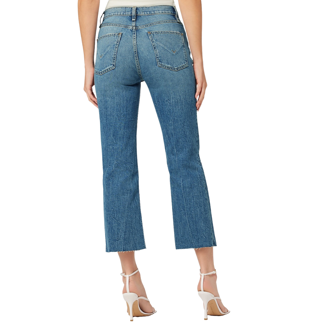 Remi High Rise Distressed Cropped Straight Leg Jeans in Stunner