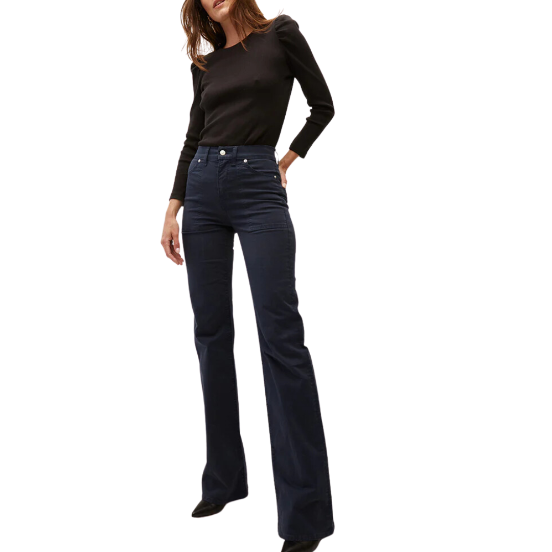Crosbie Slim Wide-Leg Pant in Navy