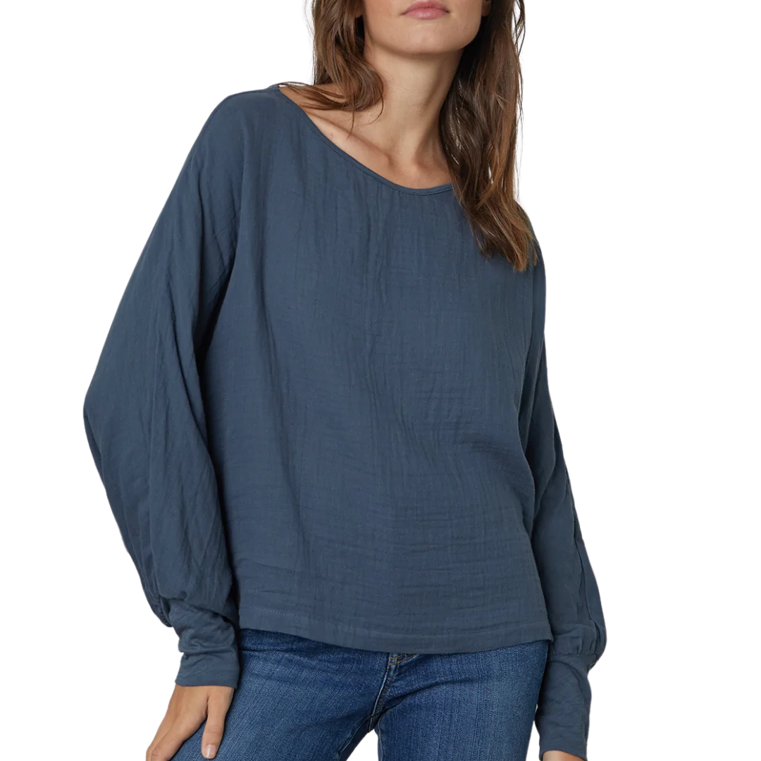 Danette Boat Neck Top in Shadow
