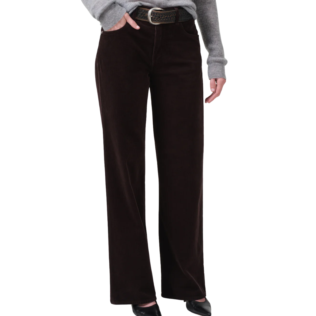 Annina High Rise Wide Leg 30" Corduroy in Clove