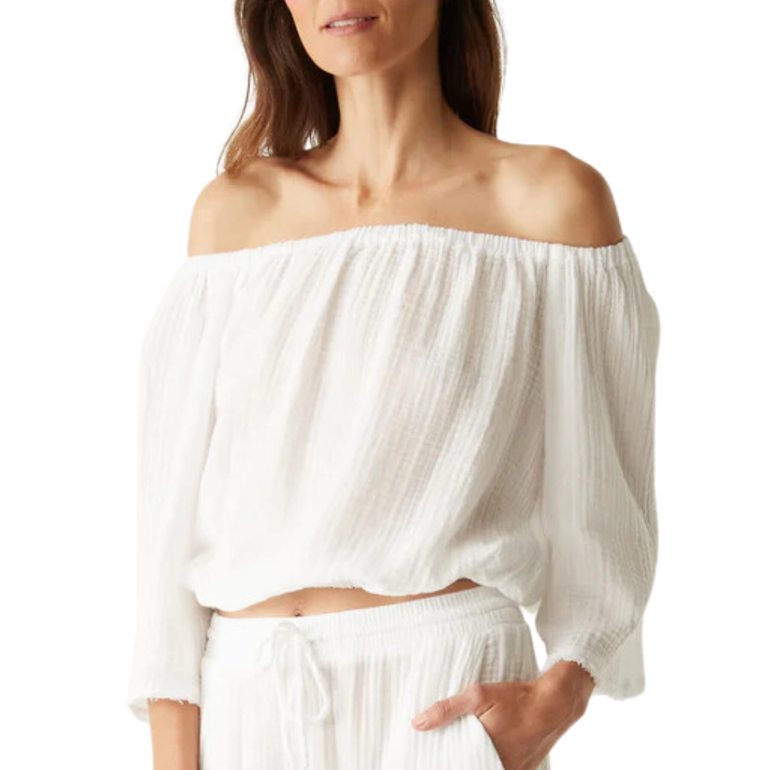 Isabel Convertible Gauze Top in White
