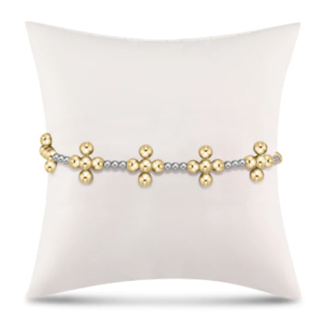 Signature Cross Sincerity Pattern 2.5mm Bead Bracelet in Gold and Sterling