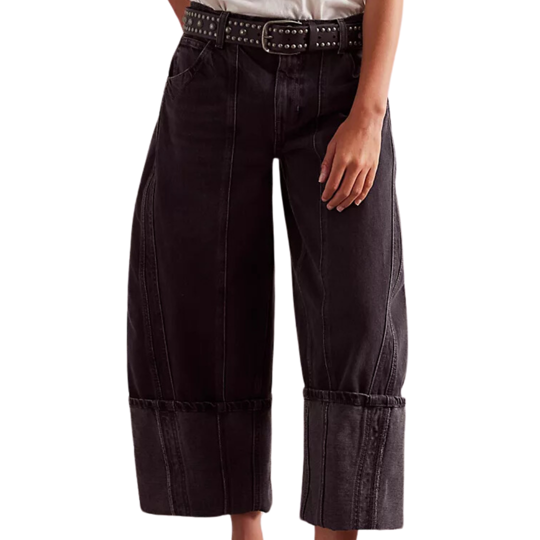 We The Free Olsen Cuffed Barrel Jeans in Black Ice