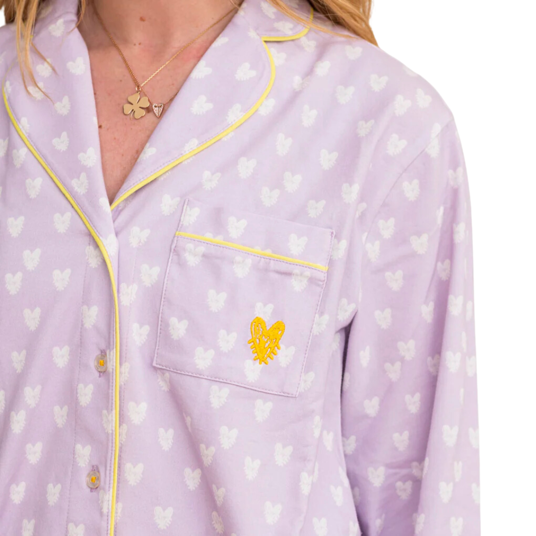 Betty Pajama Set Pop Heart Reverse in Lavender