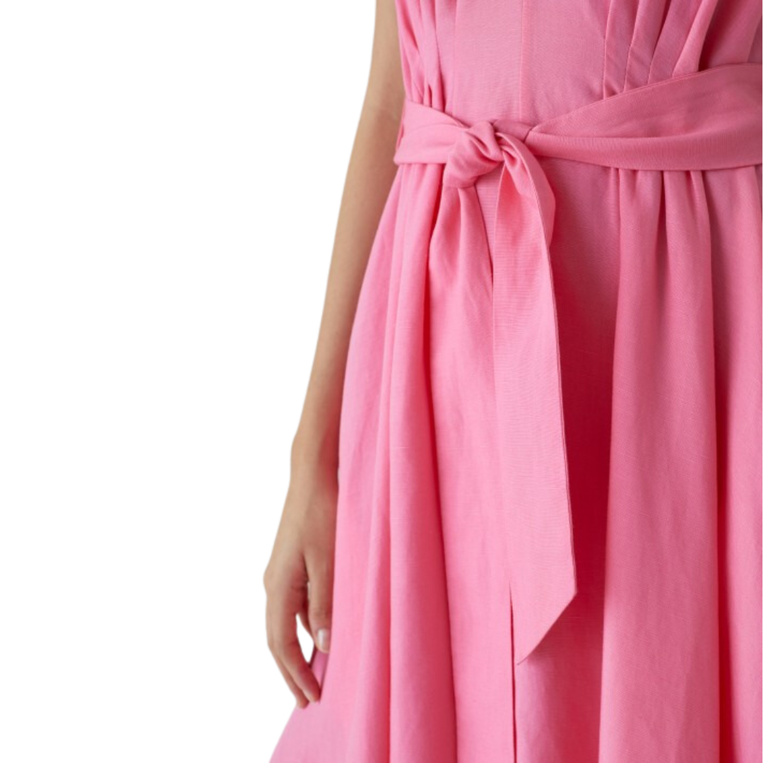 V-Neck Dart Dress in Pink Lillies