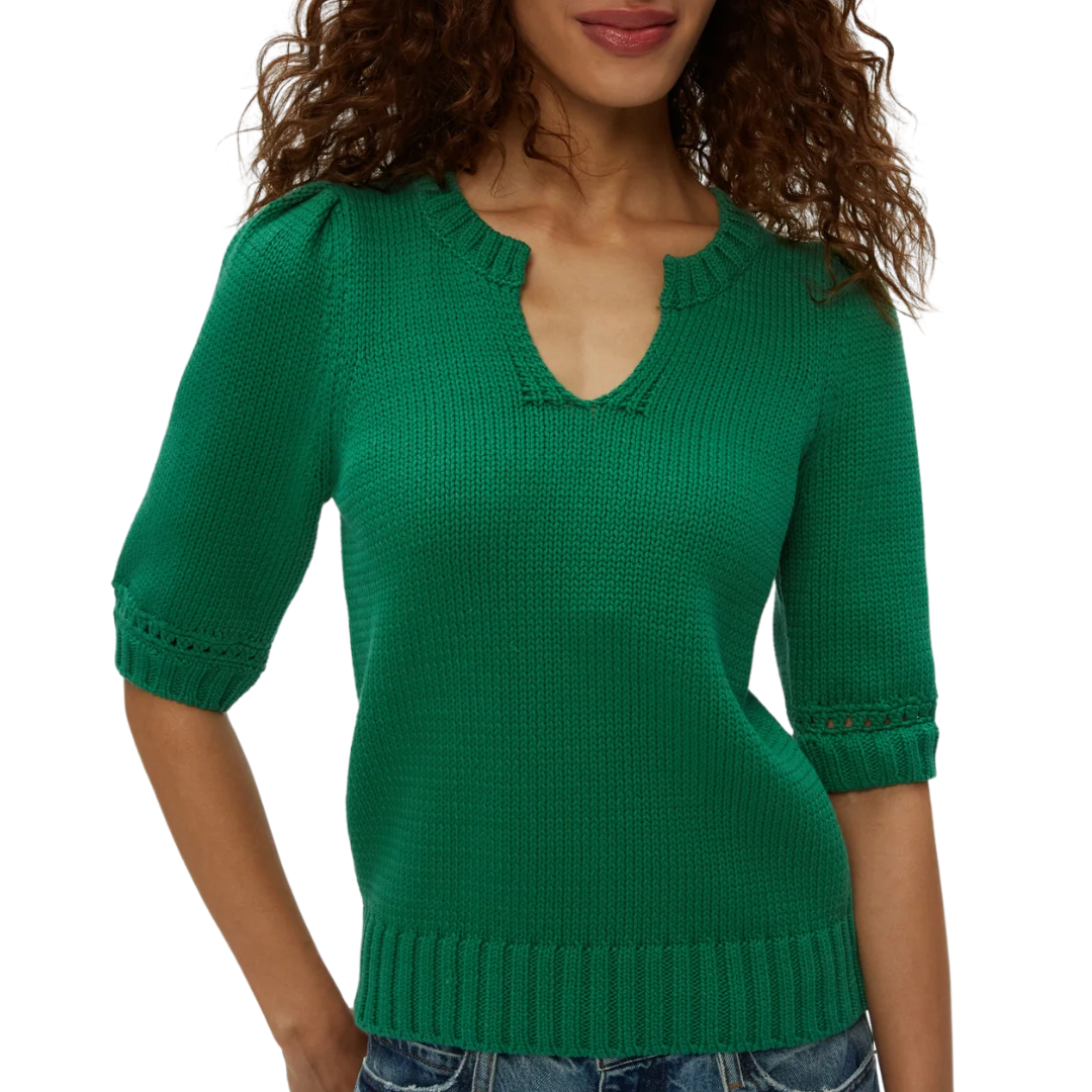 Rosanna Puff Sleeve Sweater in Palm