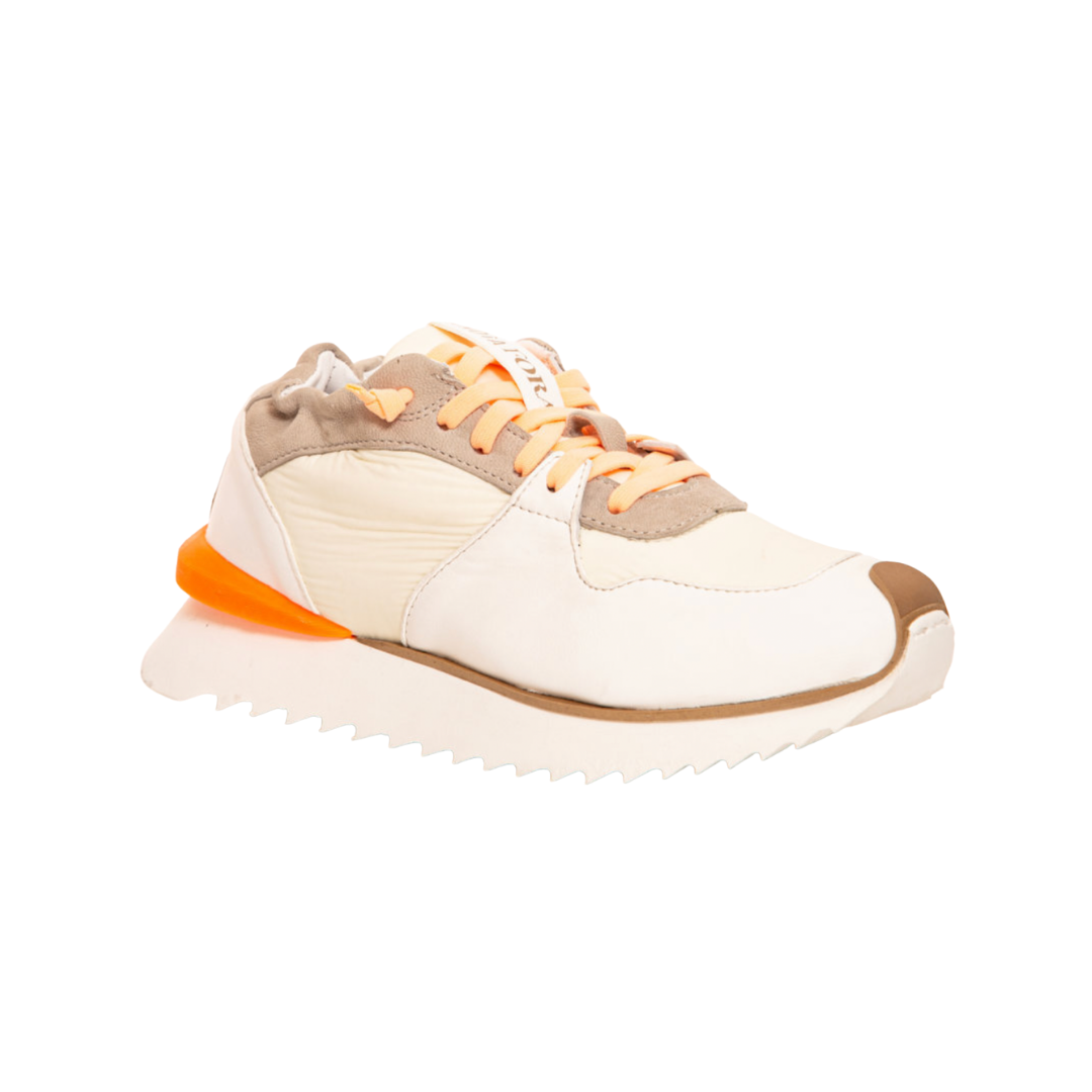 Ruffle Sneaker in Creme