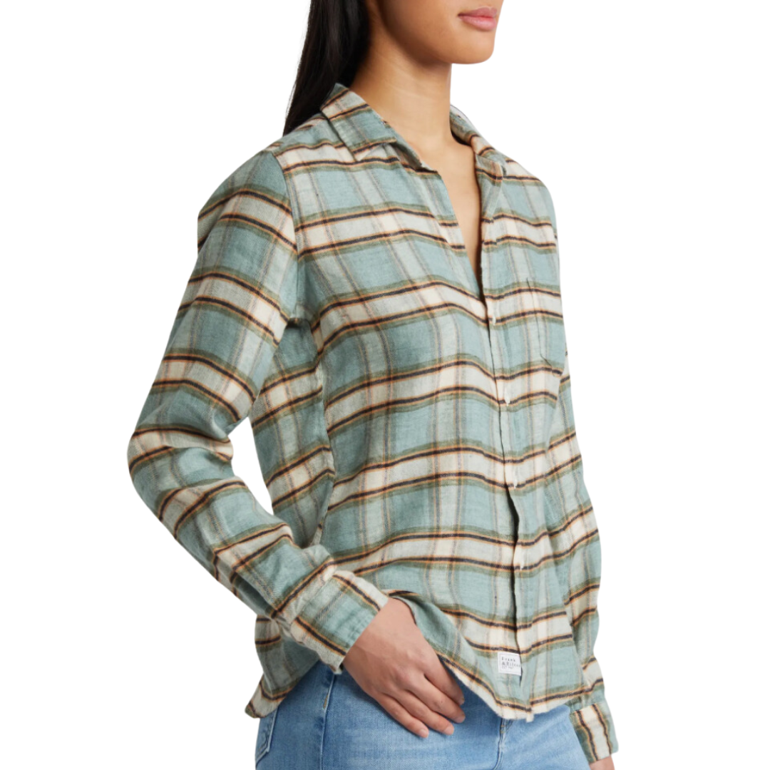 Barry in Italian Cotton Green, Sand, Black Plaid