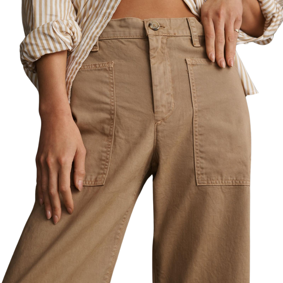 Brylie Sanded Twill Utility Pant in Khaki