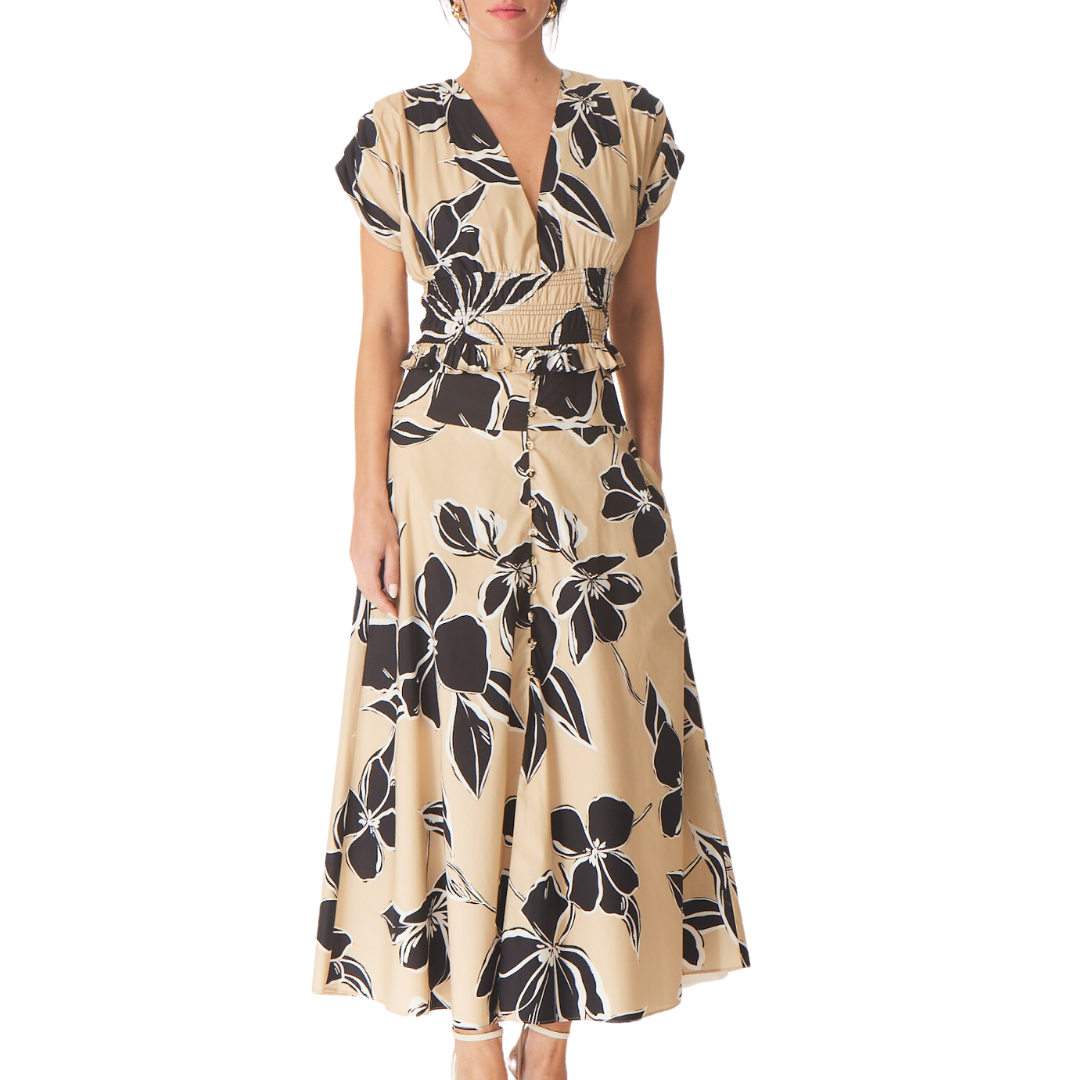 Valentina Skirt in Khaki Graphic Floral Print
