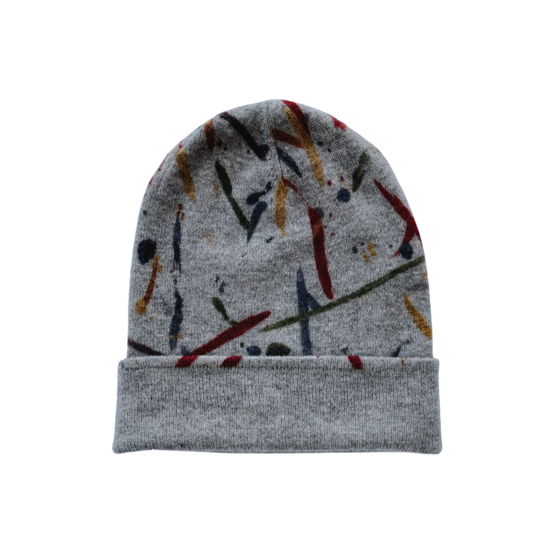 Cashmere Paint Splatter Beanie in Cement