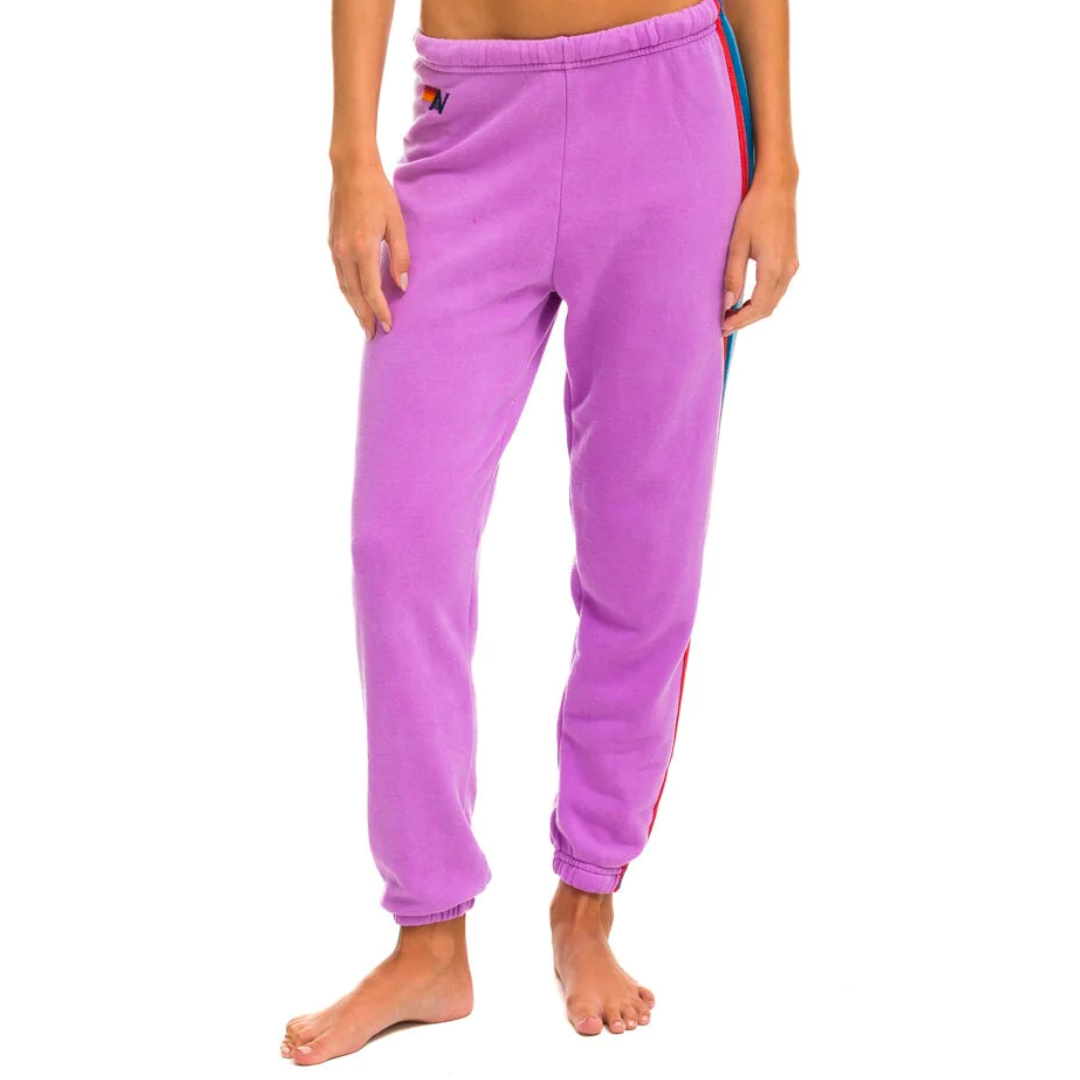 5 Stripe Sweatpants in Neon Purple/USA