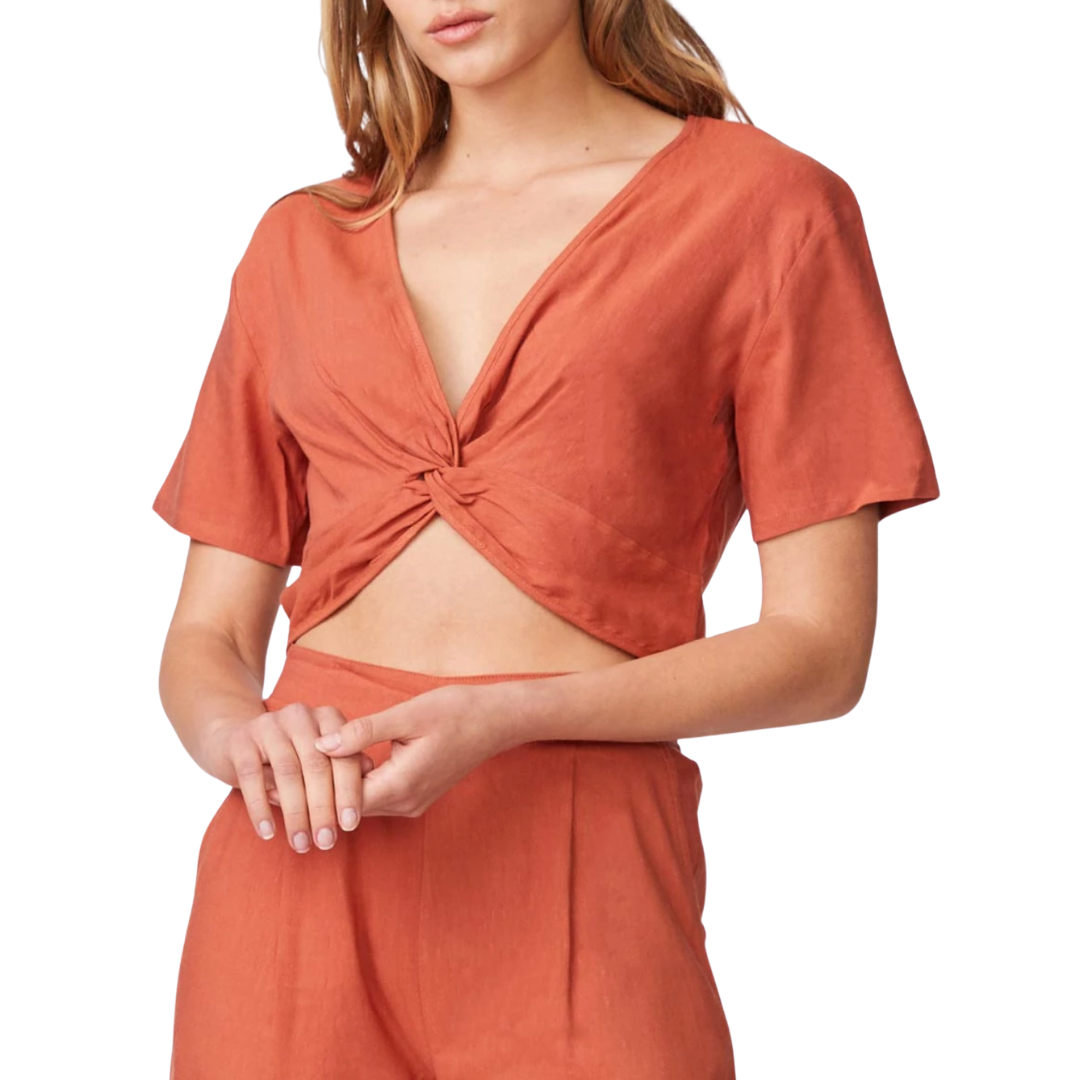 Linen Front Twist Top