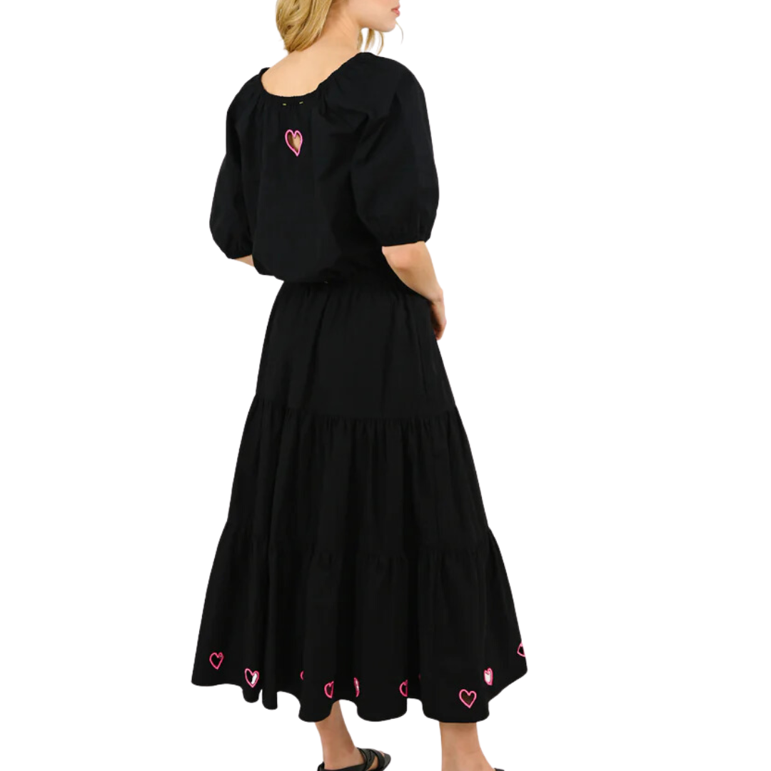 Gabrielle Maxi Skirt Hearts in Black